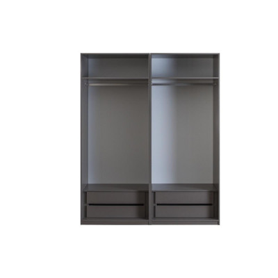 Tweepersoonsbed Complete slaapkamer Bed 4-delig Grijs Nachtkastjes Kast