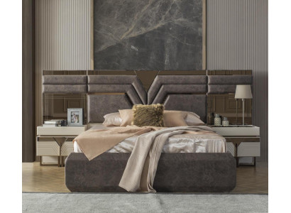 Slaapkamerset Tweepersoonsbed Nachtkastjes Set 3-delig Grijs Modern