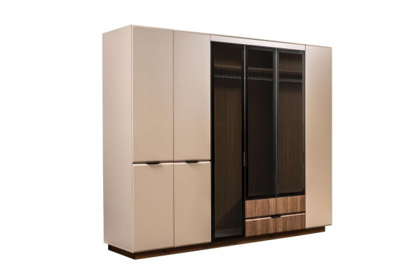Kledingkast Houten kast Beige Slaapkamerkast Kast Modern