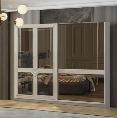 Kledingkast Houten kast Slaapkamerkast Kast Spiegel Wit