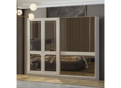 Kledingkast Houten kast Slaapkamerkast Kast Spiegel Wit