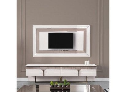 Wandmeubel TV-standaard Wandpaneel RTV laagbord Wit hout Moderne dressoir