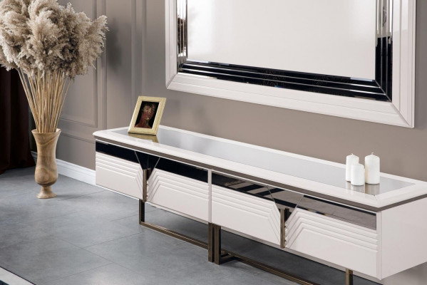 Wandmeubel TV-standaard Wandpaneel RTV laagbord Wit hout Moderne dressoir