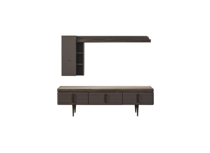 Woonwand Sideboard RTV Lowboard Planken TV-standaard Kast Hout Grijs.