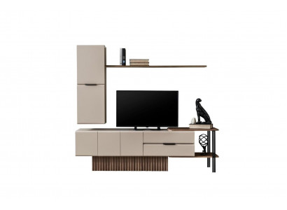 Woonkamer TV-standaard Wandkast RTV Lowboard Beige Houten planken