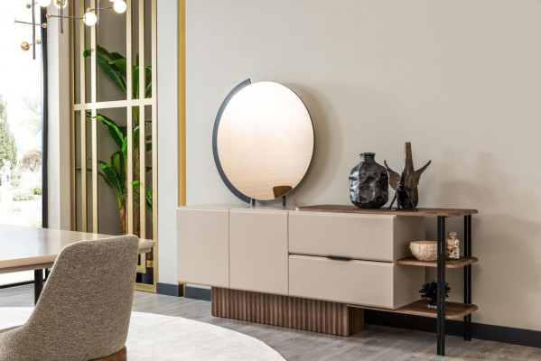 Garnitur dressoir met spiegel beige houten kast kast houten design