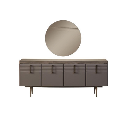 Dressoir Sideboard Grijs Kast Spiegel Commode Hout Set Commode