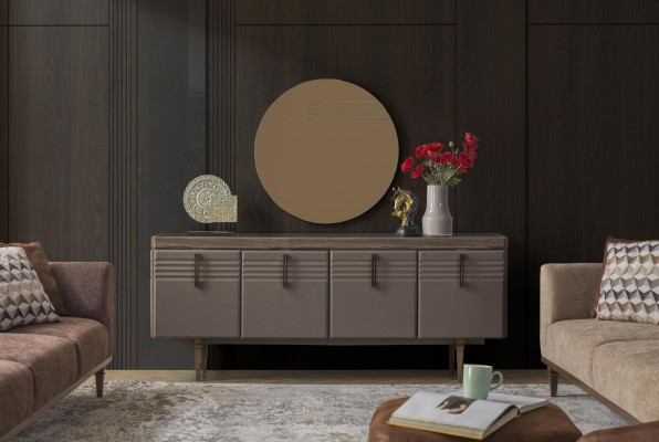 Dressoir Sideboard Grijs Kast Spiegel Commode Hout Set Commode