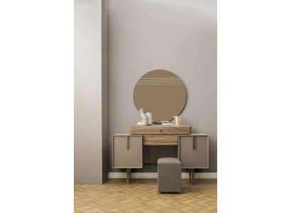 Kaptafel Console Tafel Poef Kaptafel Hout Grijs Spiegel Set