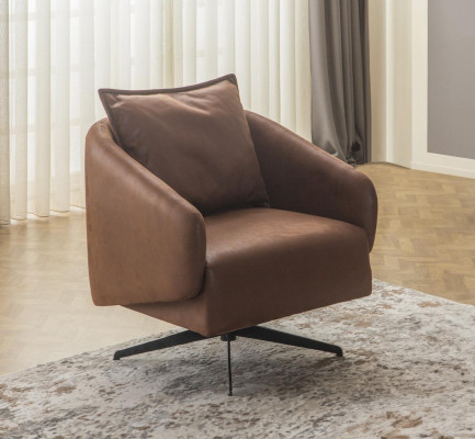 Fauteuil Ohrensessel Draaistoel Eenzitter Zitter Kunstleer Bruin Design