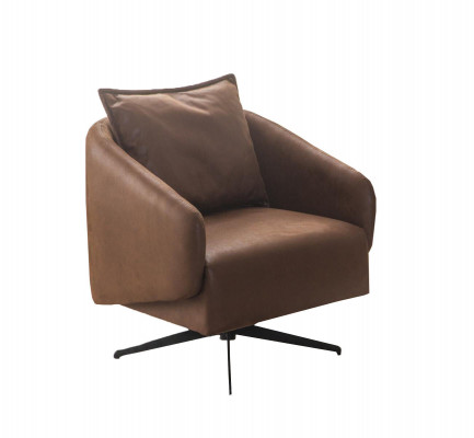 Fauteuil Ohrensessel Draaistoel Eenzitter Zitter Kunstleer Bruin Design