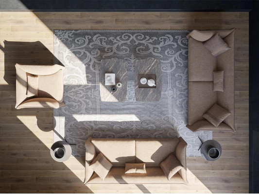 Woonkamer 7-delige Set Bruin 2x Bankstellen Moderne Fauteuil met Salontafel Luxe Inrichting