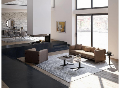 Compleet meubilair 6-delige moderne driezitsbank luxe fauteuil hout 2x salontafel