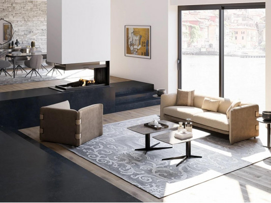 Woonkamer Compleet 6-delig 2x Salontafel Luxe Beklede Meubels Beige Bank Nieuw