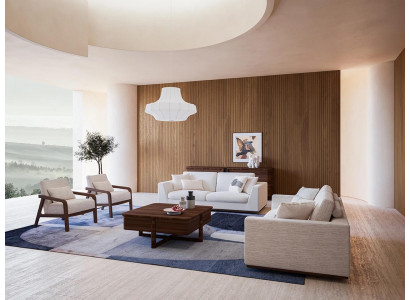 Sofagroep 2x tweezitsbank bank ontwerp 2x fauteuil woonkamer inrichting