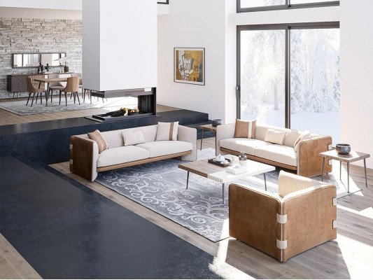 Luxe Sofa Set 2x Driezitsbanken Banken Moderne Fauteuils Woonkamer Inrichting