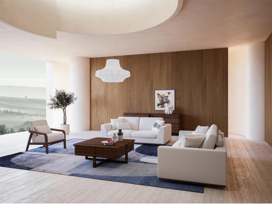 Witte meubels woonkamer bankstel tweezits bank ontwerp inrichting fauteuil