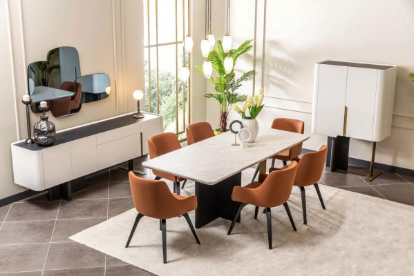 Eethoek Eethoek 9-delig Eetkamer Eettafel Stoelen Meubels Wit Kasten