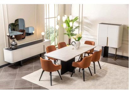 Eethoek Eethoek 9-delig Eetkamer Eettafel Stoelen Meubels Wit Kasten