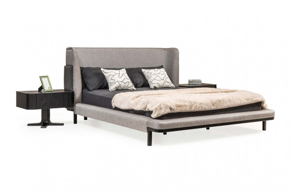 Garnituur tweepersoonsbed bed slaapkamer nachtkastjes 3-delig grijs modern