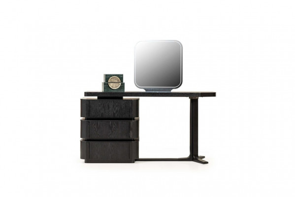 Kaptafel met spiegel console tafel kaptafel hout zwart set