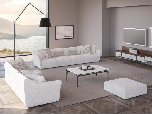 Luxe wit 2x bankstel vierzits woonkamer salontafel modern textiel inrichting