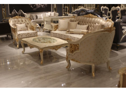 Luxe woonkamer Moderne bankstel set 2x banken 2x fauteuils Salontafel