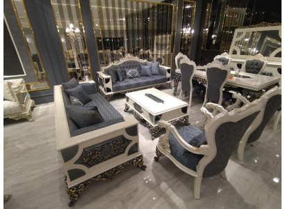 Ontwerper woonkamerset 2x banken, stijlvolle fauteuil luxe woonkamerset