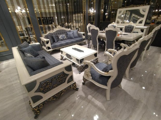 Ontwerper woonkamerset 2x banken, stijlvolle fauteuil luxe woonkamerset