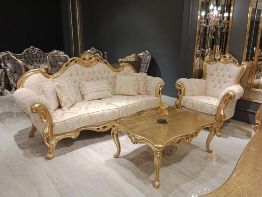 Sofa set 3+3+1 seater Chesterfield Baroque style set 3 pieces. Sofa
