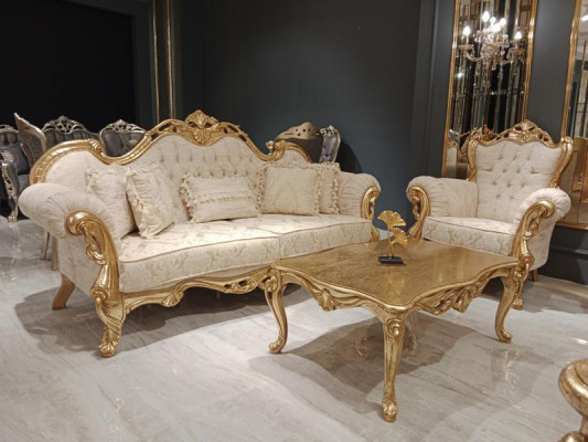 Sofa set 3+3+1 seater Chesterfield Baroque style set 3 pieces. Sofa