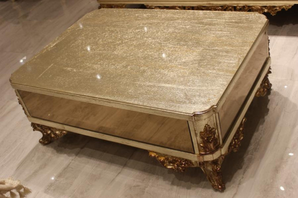 Chesterfield Bankstel Set 3+1+1 Groep Complete Set Fauteuil Bank Goud Textiel Garnituur