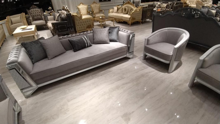 Elegante meubelbankstelset 3+1+1 bankstelbanken 2x fauteuil grijs