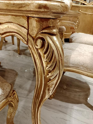 Design Eetkamer Compleet Eettafel + 6x Stoelen Klassieke Meubelen Houten Tafel Nieuw