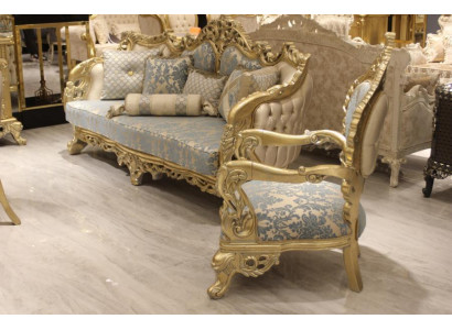 Chesterfield bank 3-zits gestoffeerde bank Klassiek Textiel Hout Nieuw