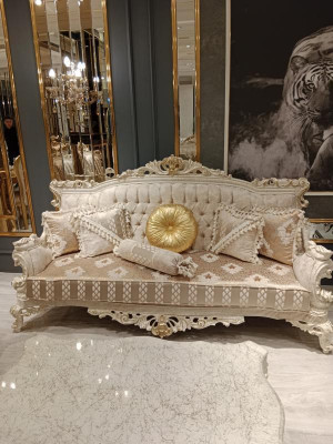 Elegante bank 3-zitsbank Edele Stijlvolle Meubels Woonkamer Beige Bank Nieuw