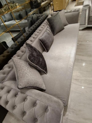 Elegante woonkamer meubels Bankstel 3-zits Hoogwaardige bankstel 3-zits Grijs