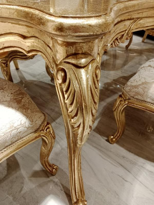 Klassieke eettafel 200x110cm Goud Luxe Houten Tafel Eetkeuken Nieuwe Ontwerp Tafels