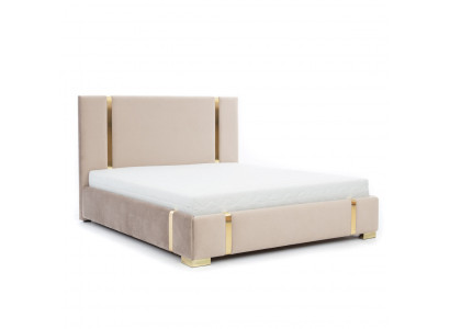 Beige roestvrijstalen bed Slaapkamer Bedden Modern gestoffeerd bed Meubels Nieuw