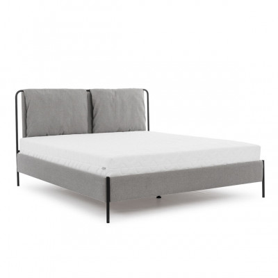 Moderne slaapkamer bed Grijs tweepersoonsbed Metaalframe Stoffen bedden
