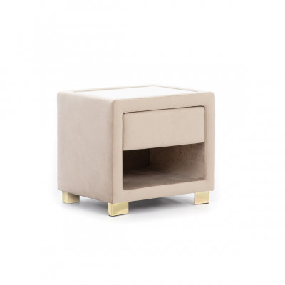 Beige Vierkante Nachtkastje Ontwerper Houten Frame Moderne Meubels Nieuw