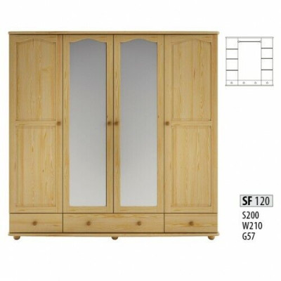 Kledingkast Slaapkamer Houten Kast Echt Handwerk Massief Houten Kast 4-deurs.
