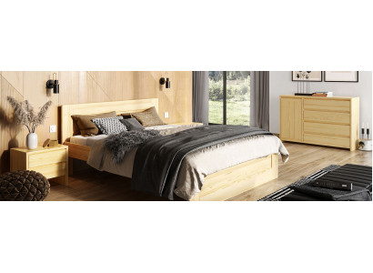 Slaapkamer 3-delig set Echt houten bed met 2x nachtkastjes 180x200cm Massief hout