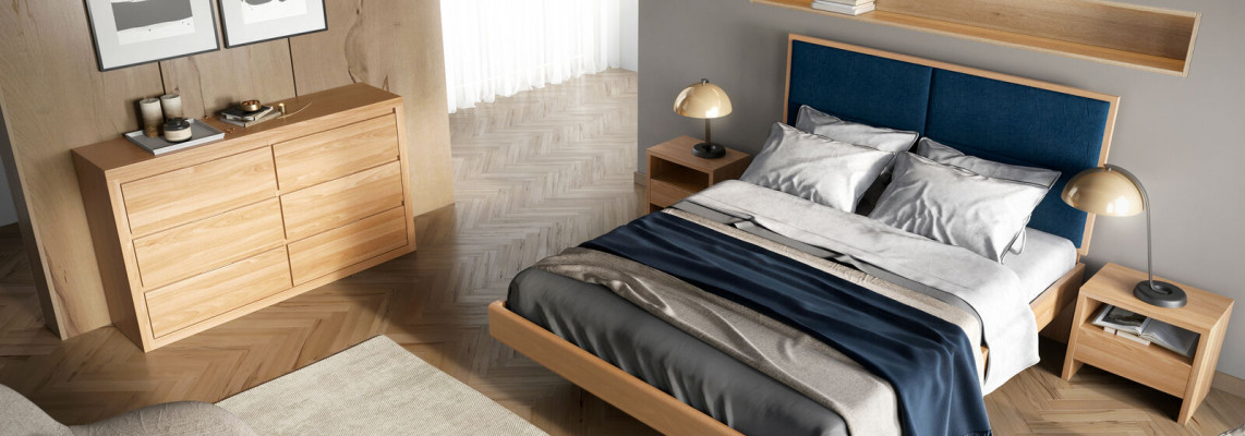 Slaapkamer meubels 3-delige set Bed Massief hout Nachtkastjes 2x Bedden Echt hout