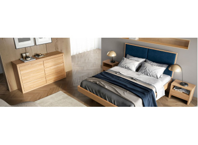 Slaapkamer meubels 3-delige set Bed Massief hout Nachtkastjes 2x Bedden Echt hout