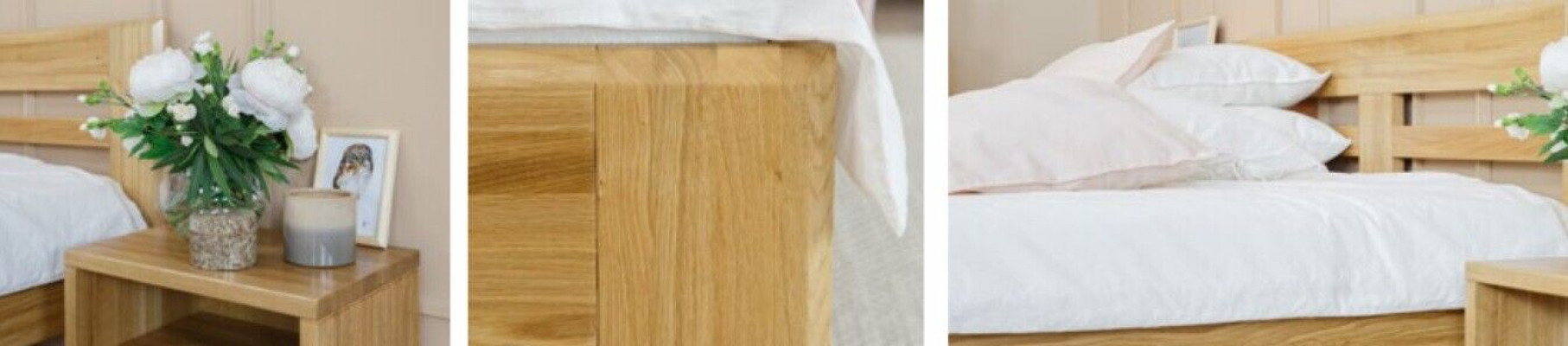 Slaapkamermeubelset Bed Massief hout Nachtkastjes 2x Bedden Echt hout 3-delig.