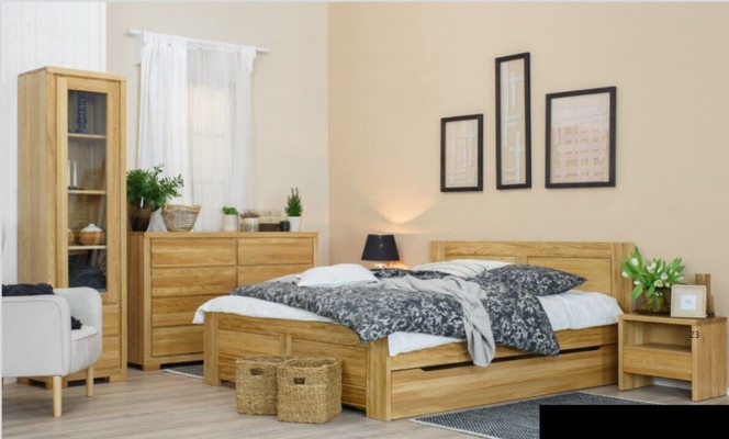 Slaapkamermeubilair 3-delig set Bed Nachtkastjes 2x Bedden Echt hout Massief hout
