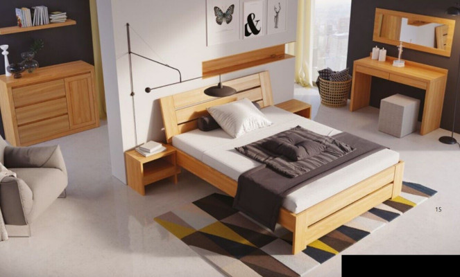 Slaapkamer meubels 3-delige set Bed Massief hout Nachtkastjes 2x Echt hout