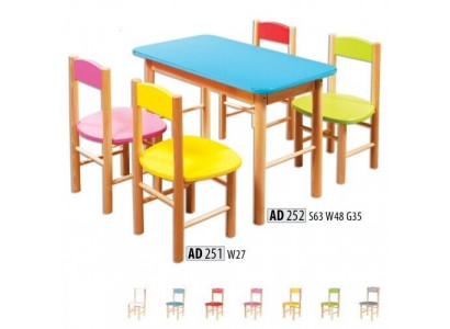 Kinderstoel set kinderkamer zithoek echt hout massief 5-delig Zitgroep Tafel
