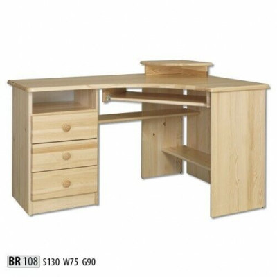 Tafel Houten bureau Tafels Hoektafel Computertafel Massief echt hout
